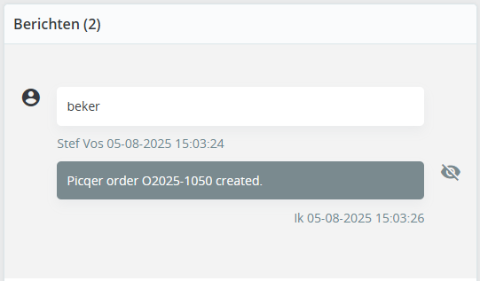 Picqer bestelling nummer in PrestaShop bestelnotitie Screenshot
