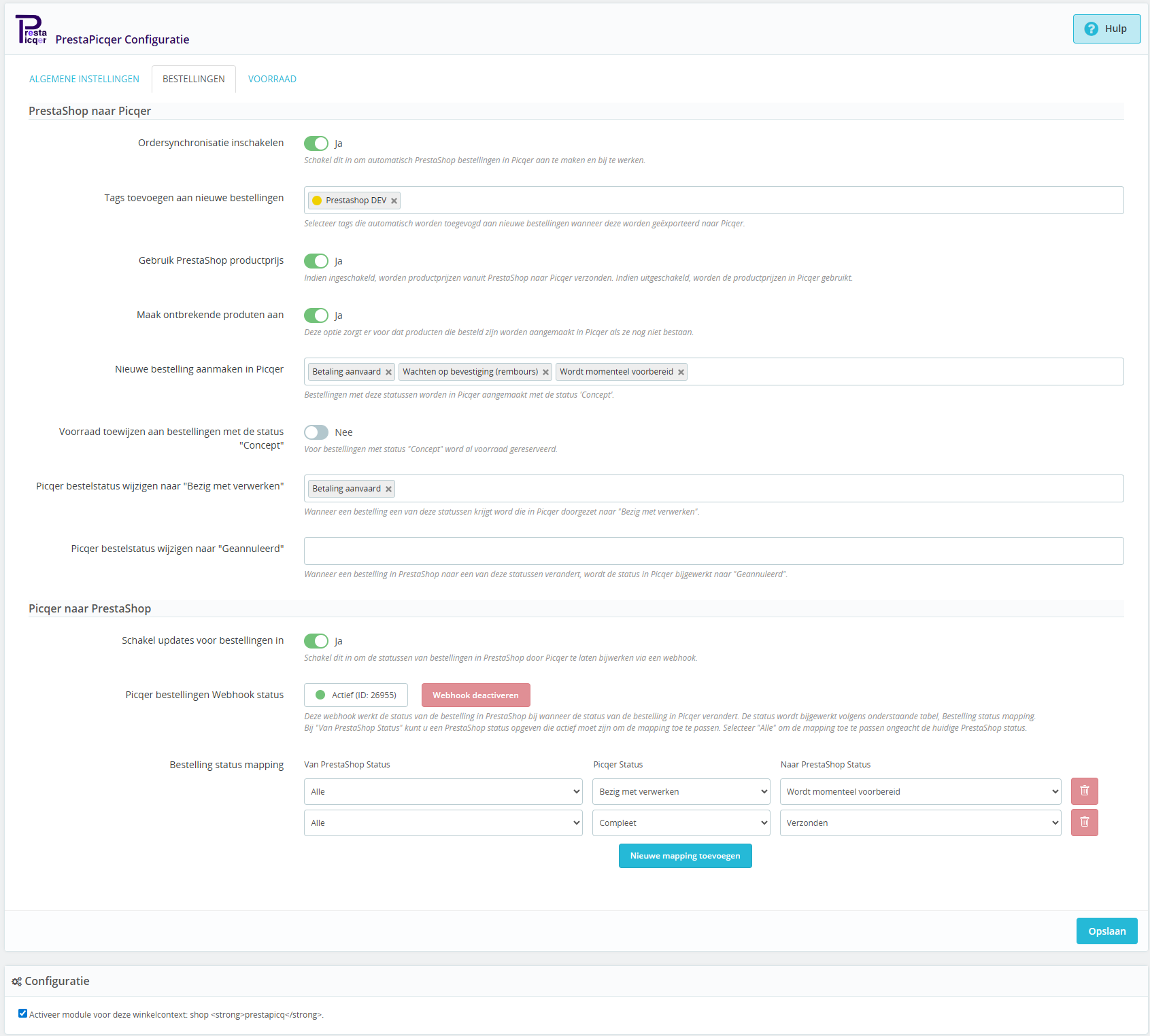 PrestaPicqer API bestellingen Screenshot