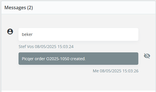 Picqer order number in PrestaShop Order note Screenshot