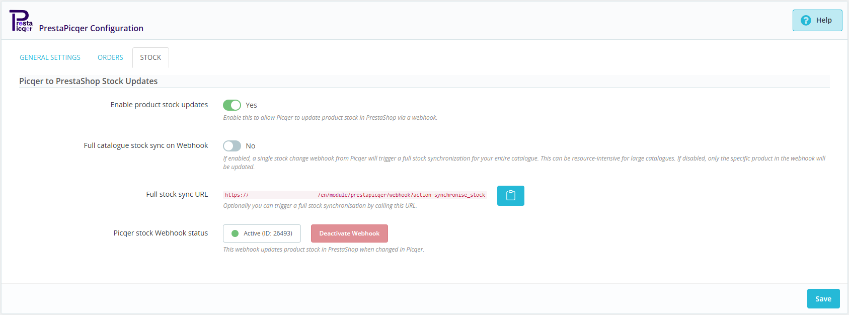 PrestaPicqer API stock Screenshot